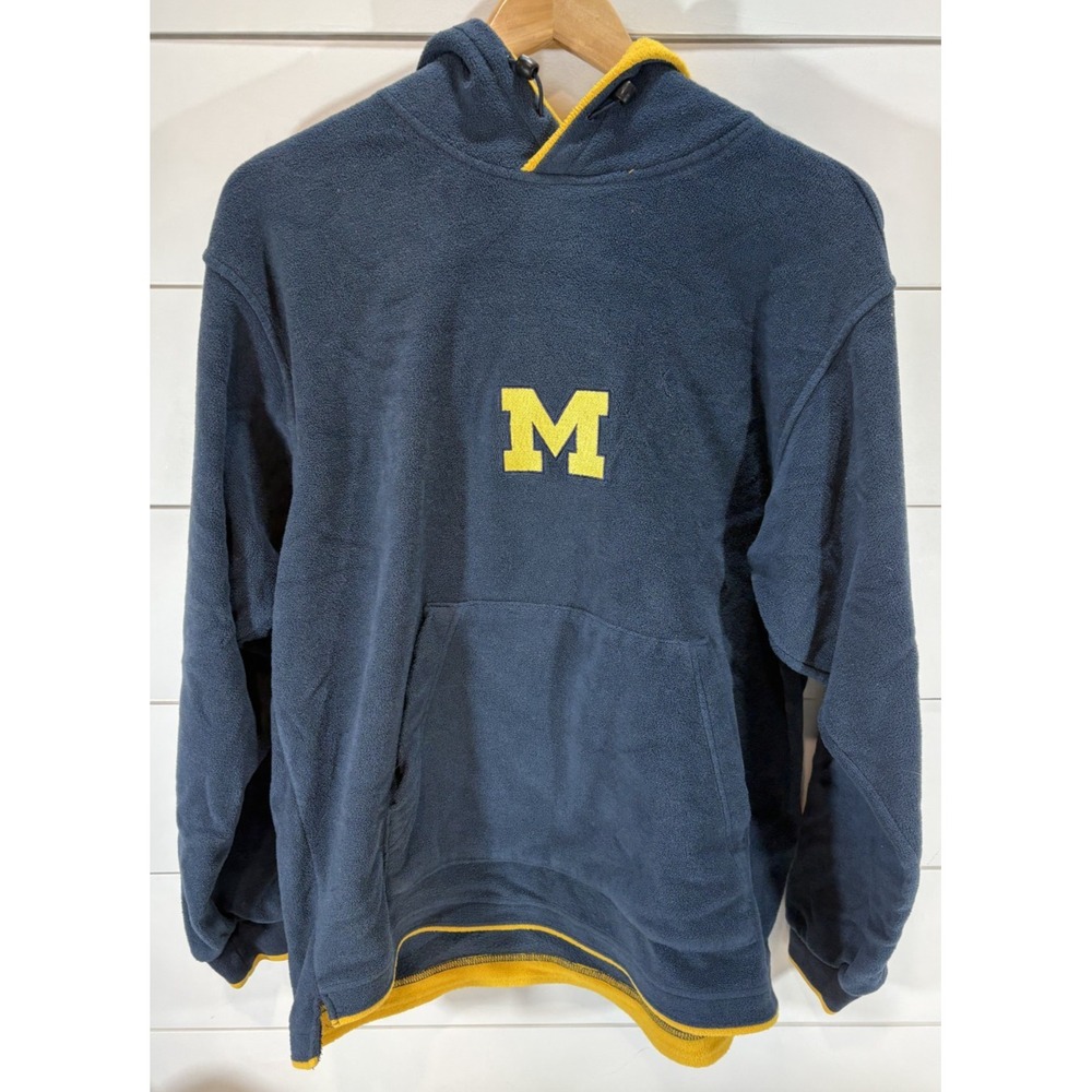 Vintage Columbia Michigan Wolverines Center Logo Hoodie Size M Fleece Pullover